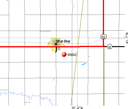 Shelby, NE (68662) map