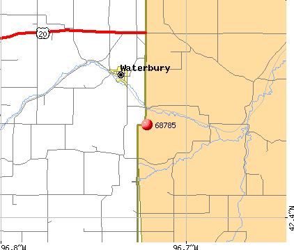 Waterbury, NE (68785) map