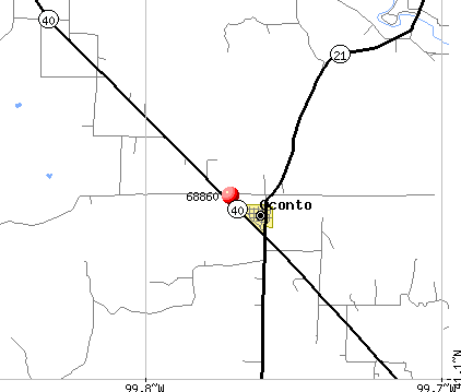 Oconto, NE (68860) map