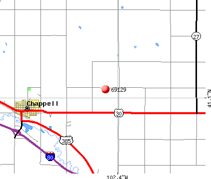 Chappell, NE (69129) map