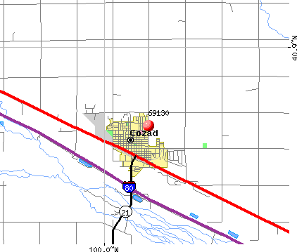 Cozad, NE (69130) map
