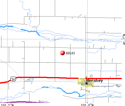 Hershey, NE (69143) map