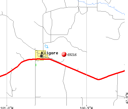 Kilgore, NE (69216) map