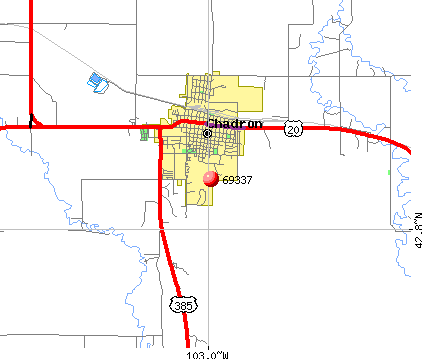 Chadron, NE (69337) map