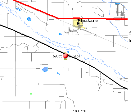 Melbeta, NE (69355) map