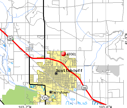 Scottsbluff, NE (69361) map