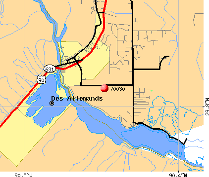 Des Allemands, LA (70030) map