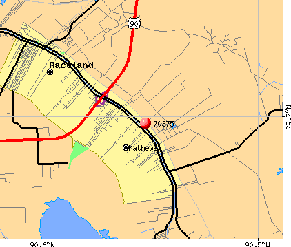 Mathews, LA (70375) map
