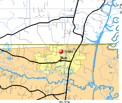 Sun, LA (70463) map