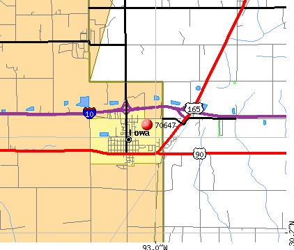 Iowa, LA (70647) map