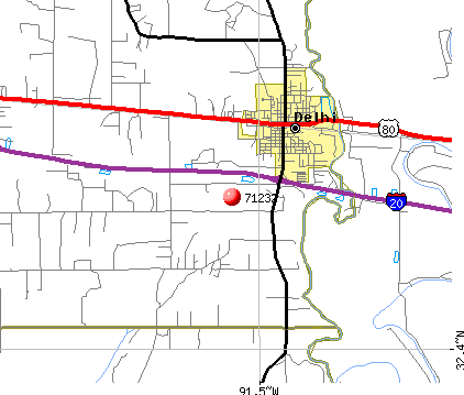 Delhi, LA (71232) map