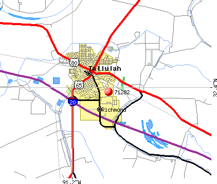 Tallulah, LA (71282) map