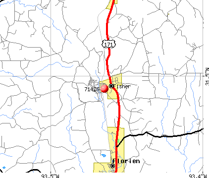 Fisher, LA (71426) map