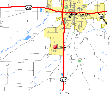 Monticello, AR (71656) map