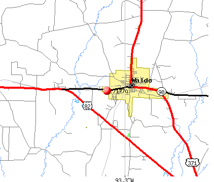 Waldo, AR (71770) map