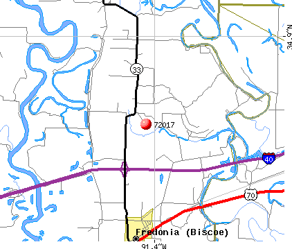 Fredonia (Biscoe), AR (72017) map
