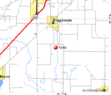 Higginson, AR (72068) map