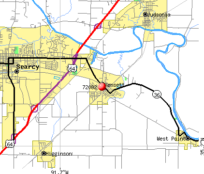 Kensett, AR (72082) map