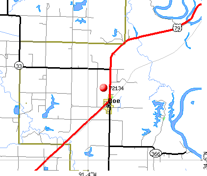 Roe, AR (72134) map