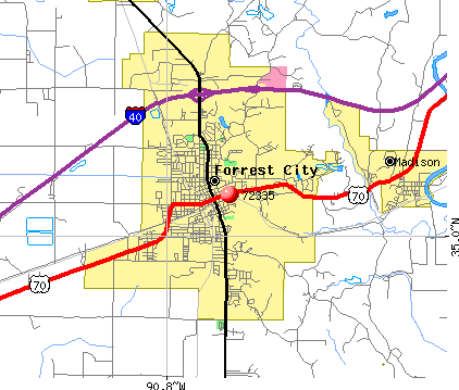 maps of arkansas cities. Forrest City, AR (72335) map