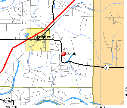 Hughes, AR (72348) map