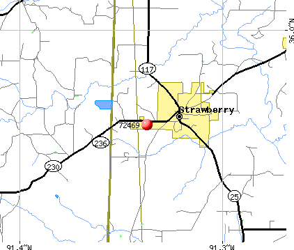 Strawberry, AR (72469) map