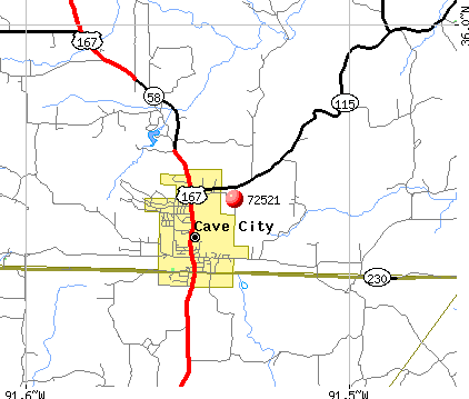 Cave City, AR (72521) map
