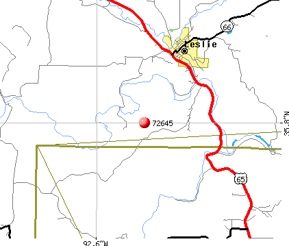 Leslie, AR (72645) map