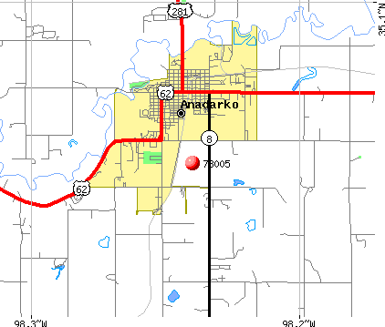 Anadarko, OK (73005) map