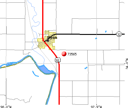 Ryan, OK (73565) map