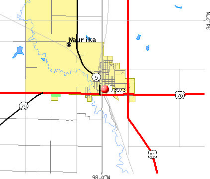 Waurika, OK (73573) map