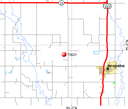 Arapaho, OK (73620) map
