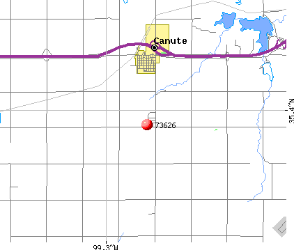 Canute, OK (73626) map