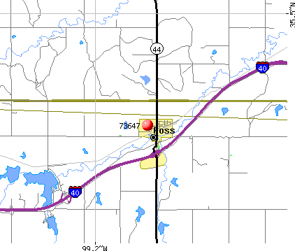 Foss, OK (73647) map