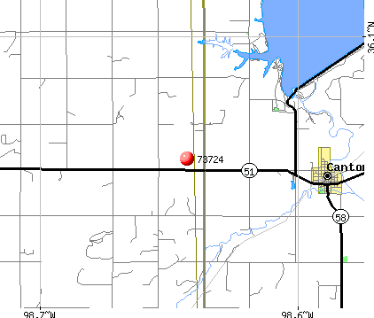 Canton, OK (73724) map