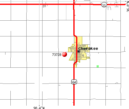 Cherokee, OK (73728) map