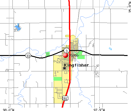 Kingfisher, OK (73750) map