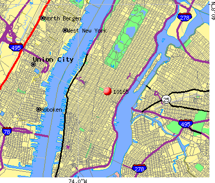 New York, NY (10165) map