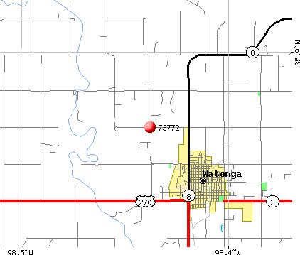 Watonga, OK (73772) map