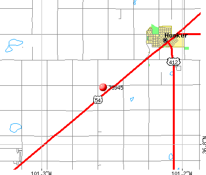 Hooker, OK (73945) map