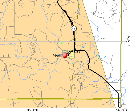 Avant, OK (74001) map
