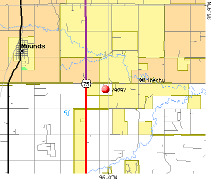 Mounds, OK (74047) map