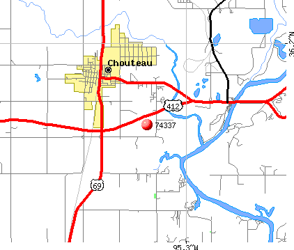 Chouteau, OK (74337) map