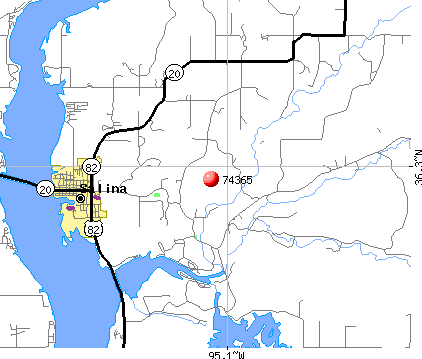 Salina, OK (74365) map