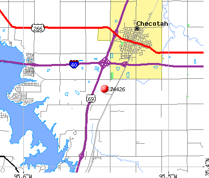 Texanna, OK (74426) map
