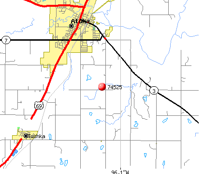 Atoka, OK (74525) map