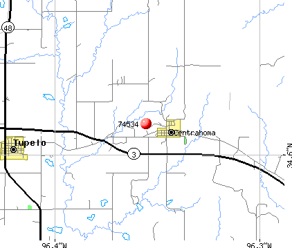 Centrahoma, OK (74534) map
