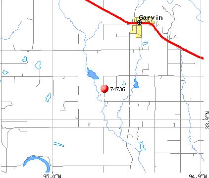 Garvin, OK (74736) map
