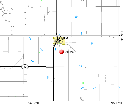 Agra, OK (74824) map