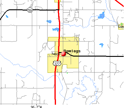 Bowlegs, OK (74830) map